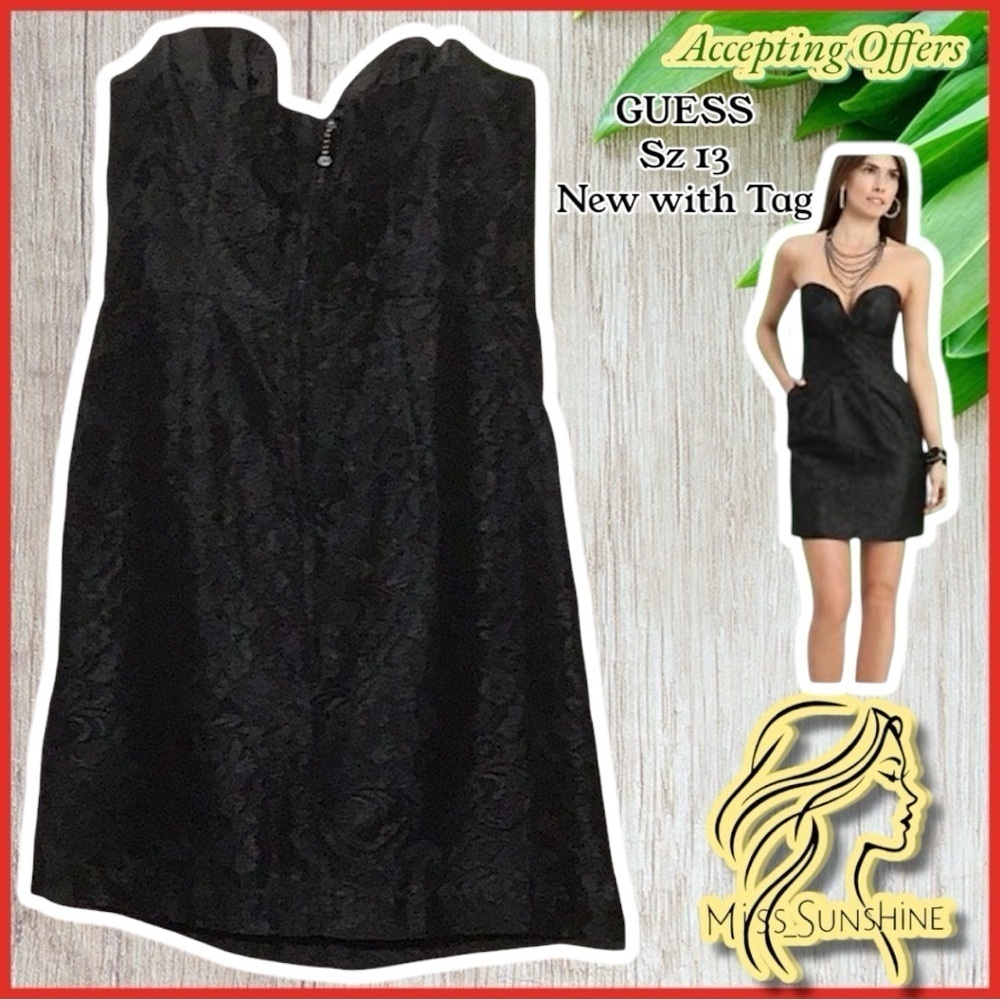 GUESS - Sz 13 - strapless dress laced outside NWT